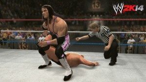 Bret Hart chiude il match con la sua leggendaria submission move, la Sharpshooter.