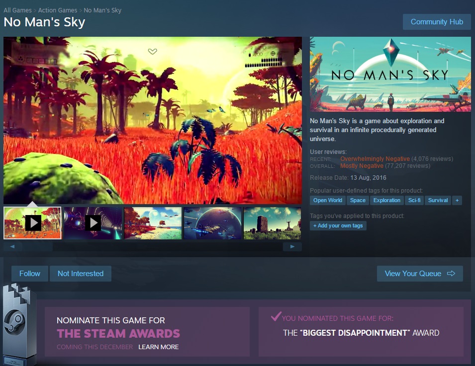 No Man's Sky Steam Awards