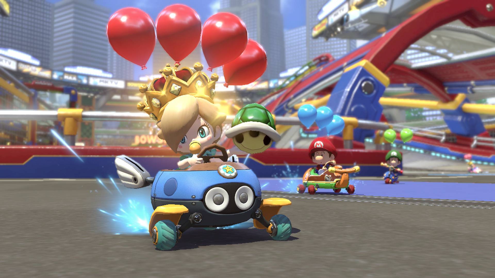 Screenshot di Mario Kart 8 Deluxe, ideale per il multiplayer e anche per i bambini