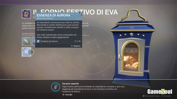 Destiny 2: Aurora - Tutte le ricette del forno festivo di Eva - Guida