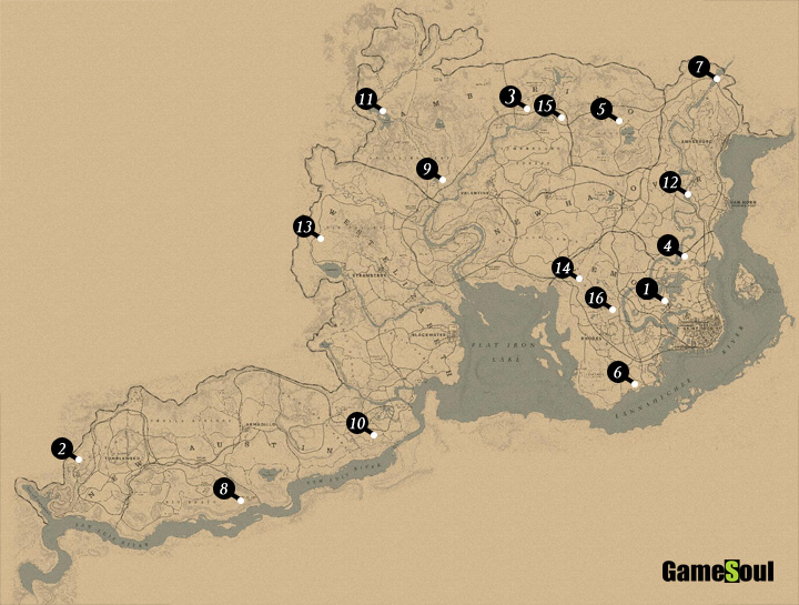 Red Dead Redemption 2 Mappa Animali leggendari