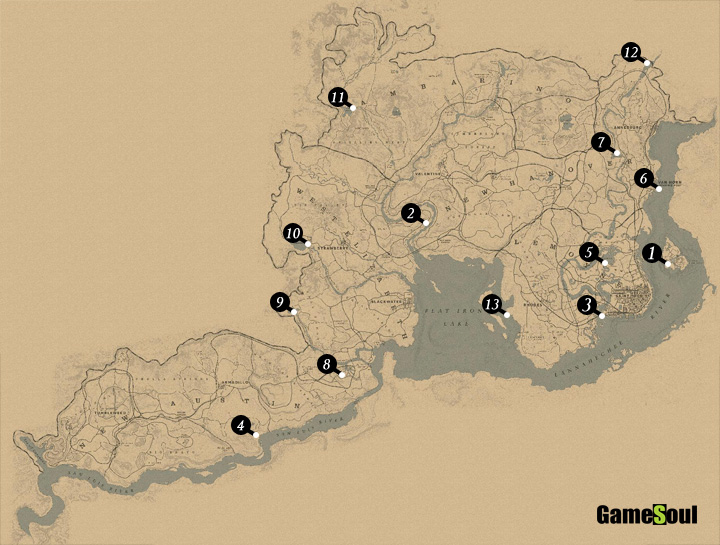 Red Dead Redemption 2 Mappa pesci leggendari