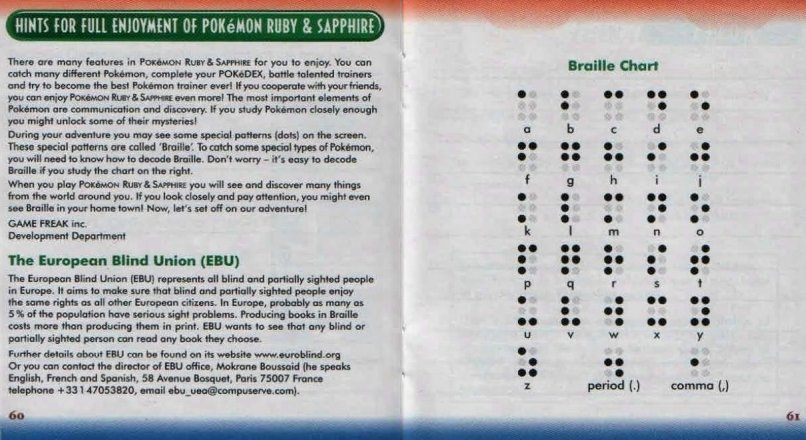 Pokemon manuale braille