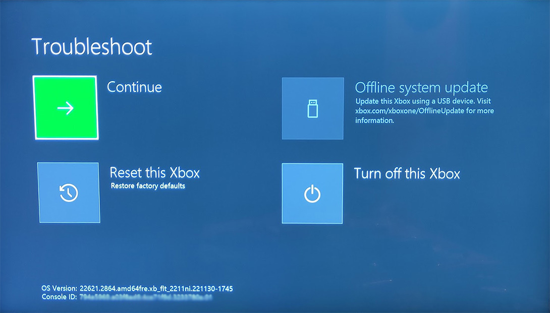 Xbox bloccata strumenti ripristino