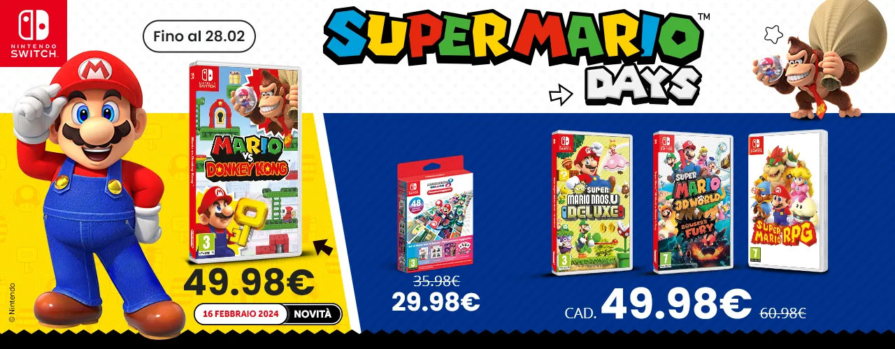 Mario vs Donkey Kong e Super Mario Days promo GameStop
