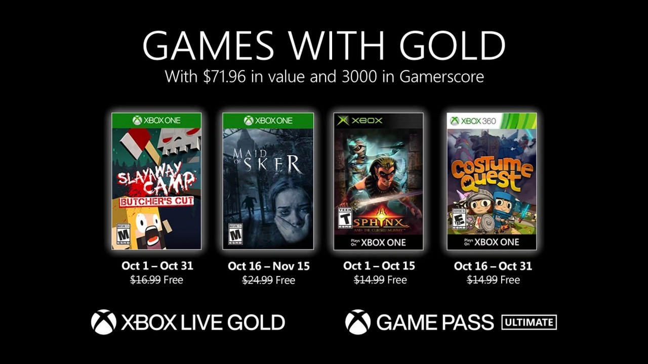 Xbox Games With Gold ottobre