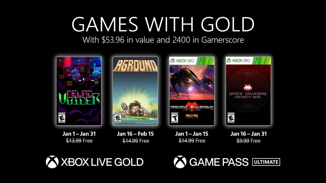 Xbox Games With Gold gennaio
